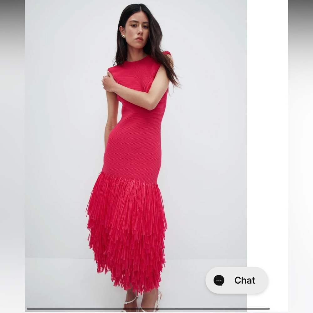 Aje Rushes Raffia Knit Midi Dress in Deep Fuschia Pink size small - Picture 2 of 13